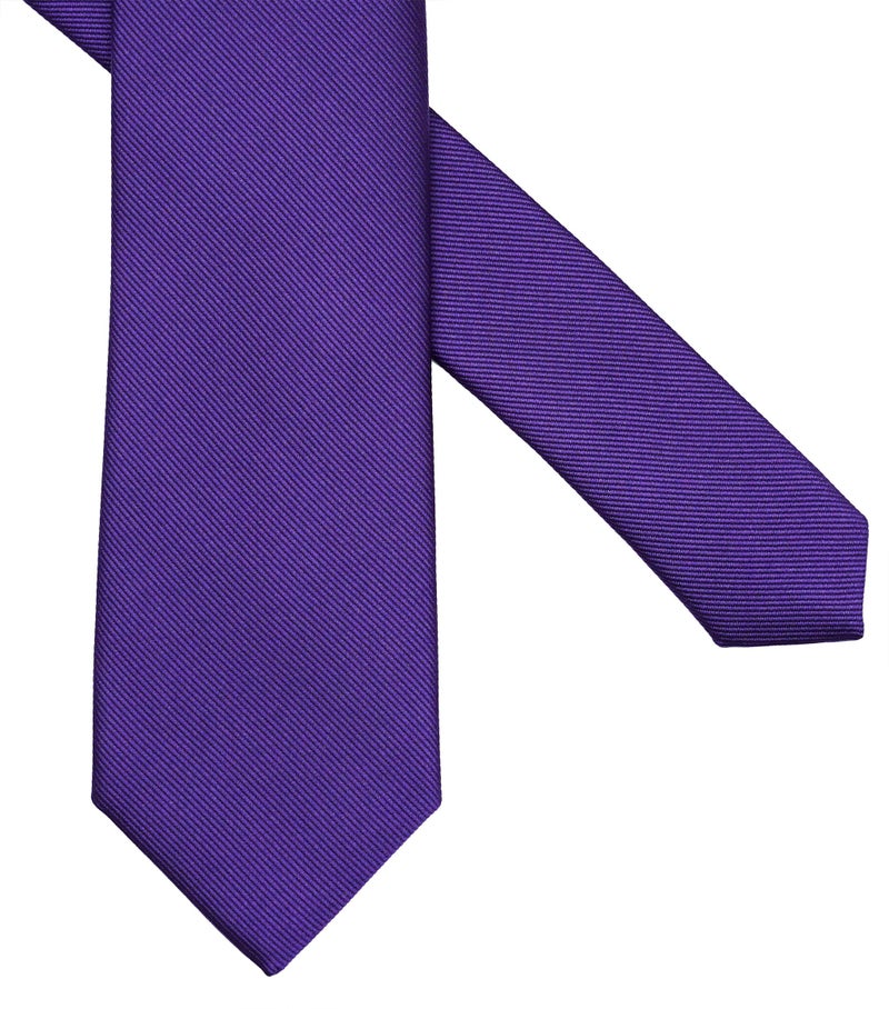 ZENXUS Solid Skinny Ties for Men, 2.5 inch Slim Regency Purple Necktie - Image 4